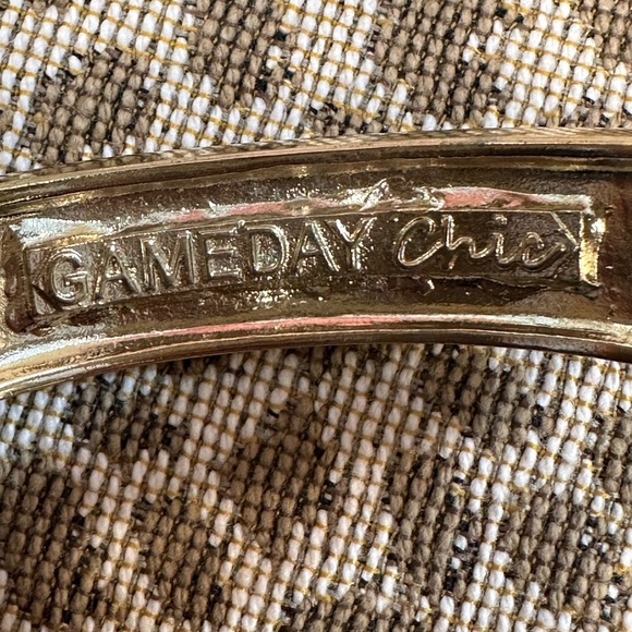New Fornash ‘Gameday Chic’ Red Bangle Clamper Bracelet w Raised Gold Footballs - Picture 11 of 14